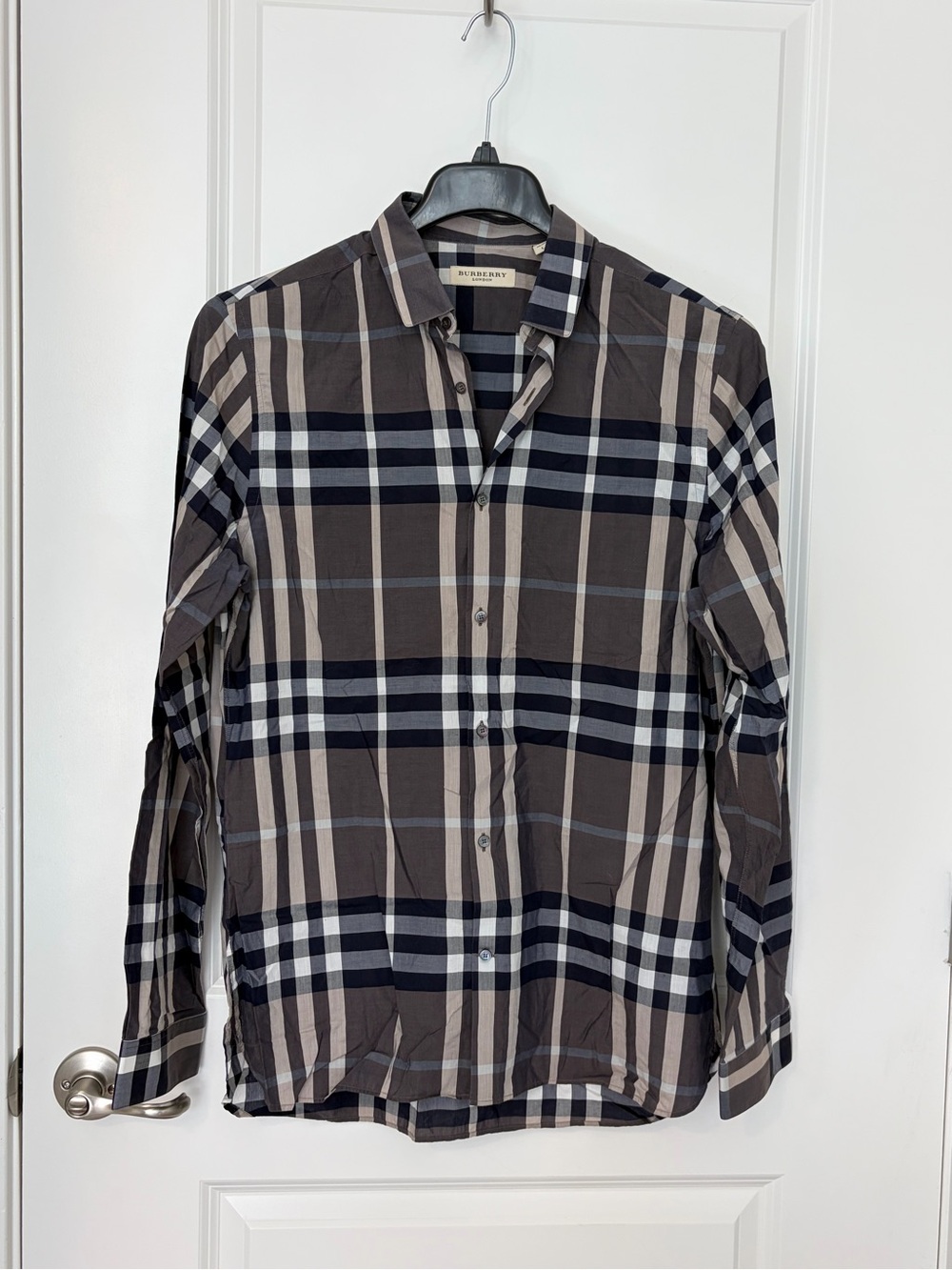 Burberry Brown and Black Check Button-Down Shirt
